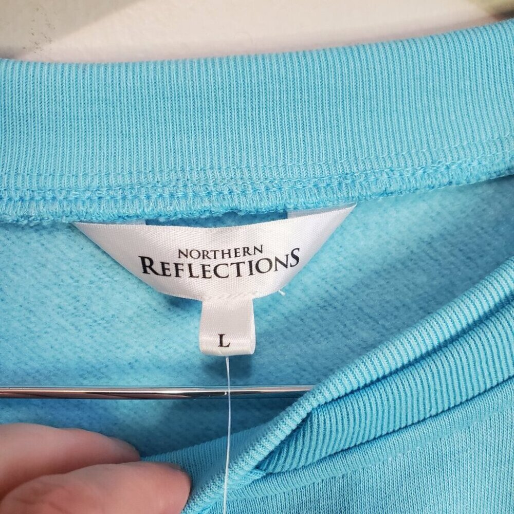 NORTHERN REFLECTIONS Women's Large NWT Floral Sweatshirt Crew Fleece Lined Blue - Picture 10 of 14